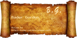 Bader Gordon névjegykártya